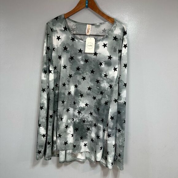 Evelie Women’s Plus Top Blouse sz 3X Hi Low Shirt NEW #E947 - Picture 2 of 7